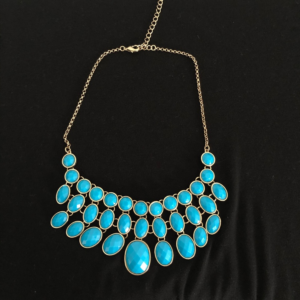 Gold and Aqua Necklace